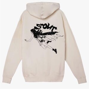 Olivia Rodrigo cream White Distressed Hoodie with Black sour